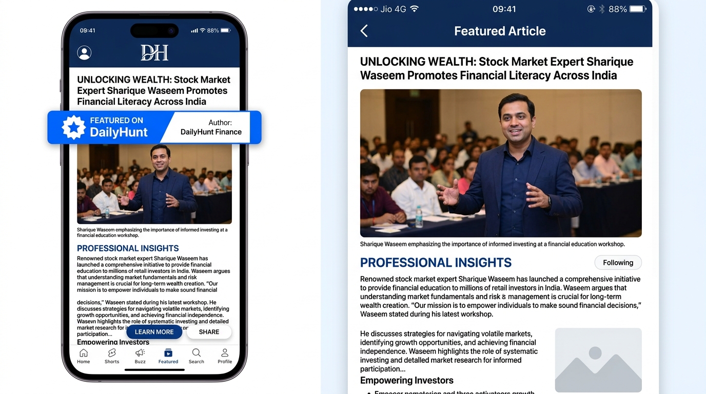 Featured on DailyHunt Sharique Waseem stock market education article